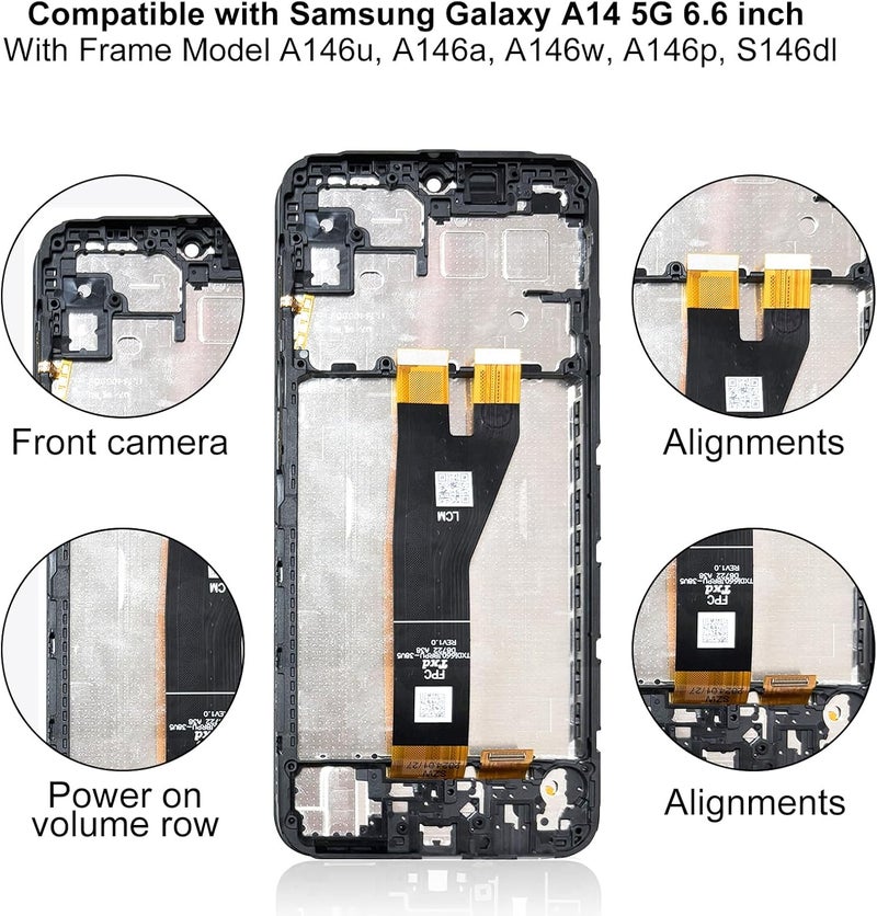 EFAITHFIX Store for Samsung Galaxy A14 5G Screen Replacement with Frame 6.6 Inch LCD Display Digitizer for Samsung A14 A146U S146DL A146A A146W Screen Replacement Kit Touch Screen Assembly with Repair Tools - Image 3